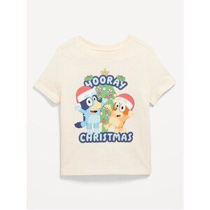 Old Navy Bluey Christmas Graphic T Shirt Toddler 3T Holiday Santa Hat Festive